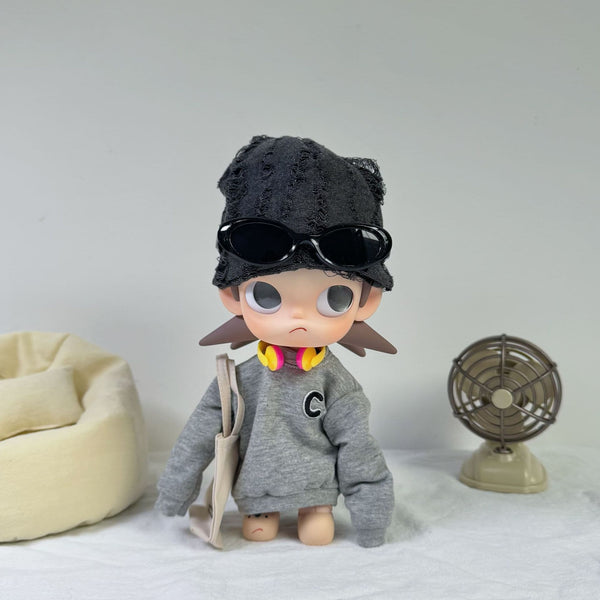 Zsiga 1/8 Doll Outfit – Cool Black Street Style Set with Beanie for Cute Cartoon Dolls(No Doll Included)