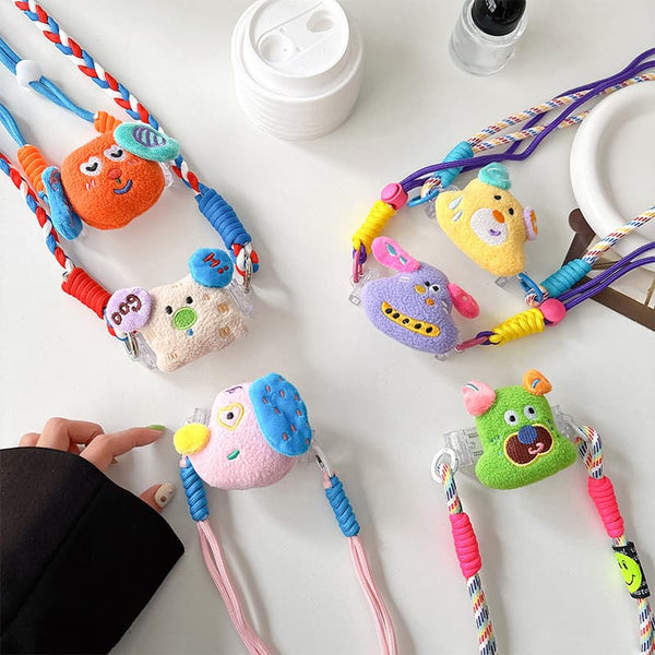 Dopamine Cartoon Plush Phone Clip with Thick Crossbody Strap – Cute & Secure New Design for Girls