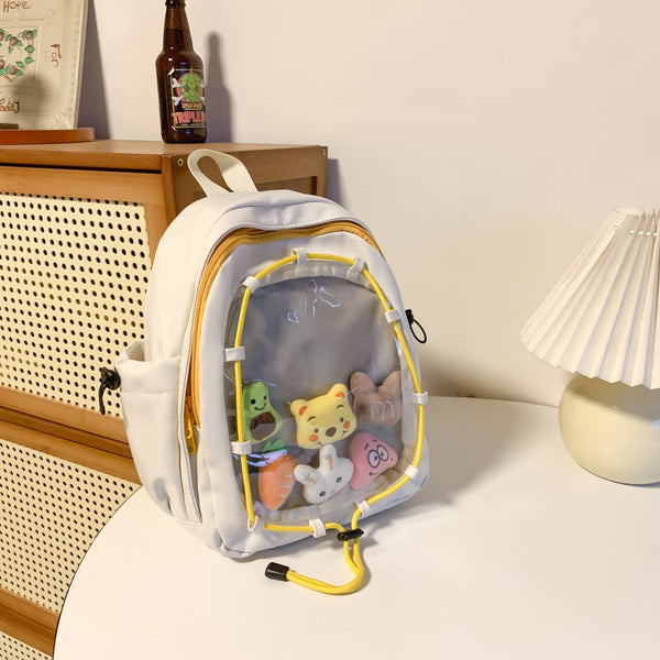 Anime Style Transparent Backpack – Cute Versatile School Bag for Students(No Doll Included)