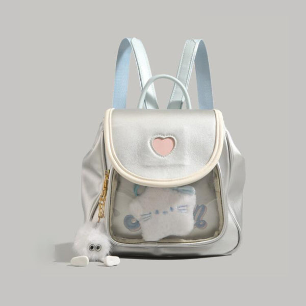 2025 New Silver Backpack for Women Stylish Summer Anime Ita Bag Versatile Commuter Backpack